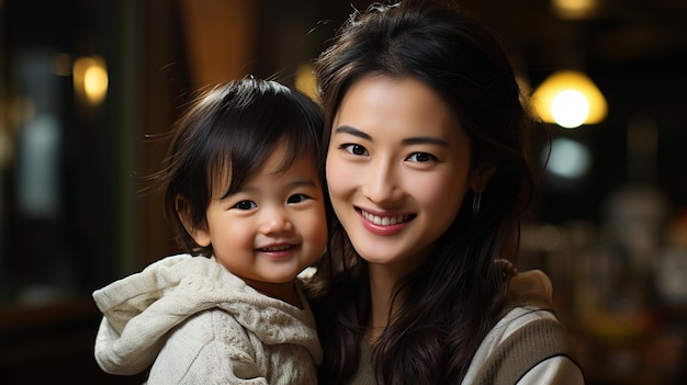 Asian mom and child