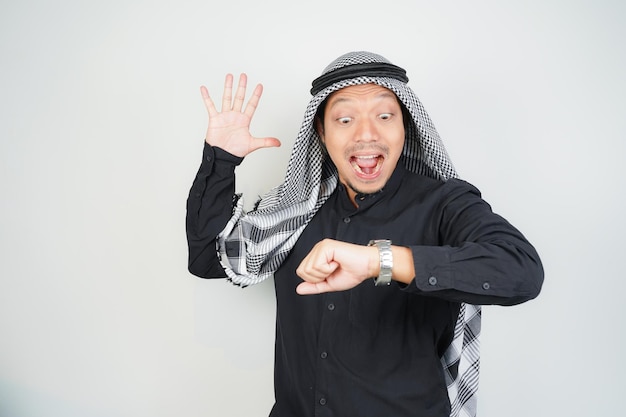 Asian Muslim man wearing Arab turban sorban