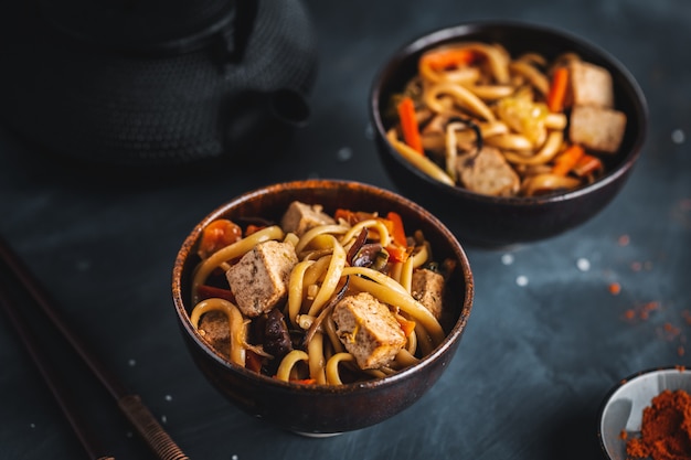 Asian noodles with cheese tofu