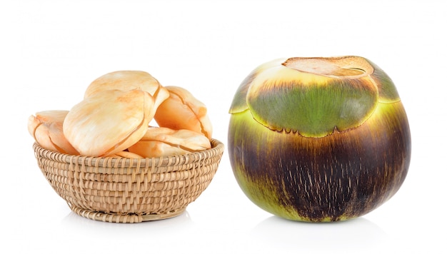 Asian Palmyra palm, Toddy palm, Sugar palm on white background