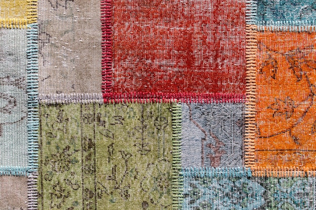 Asian patchwork carpet in Istanbul Turkey Close up