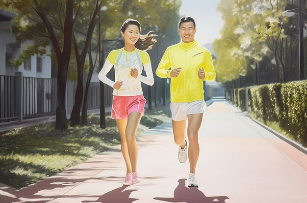 Asian persons healthy running on a tracka photo of a running person full body photo