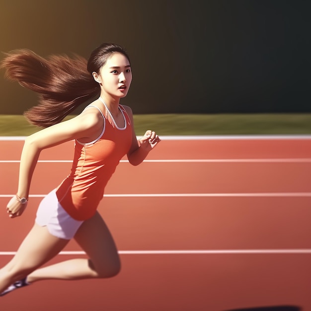 Asian persons healthy running on a tracka photo of a running person full body photo