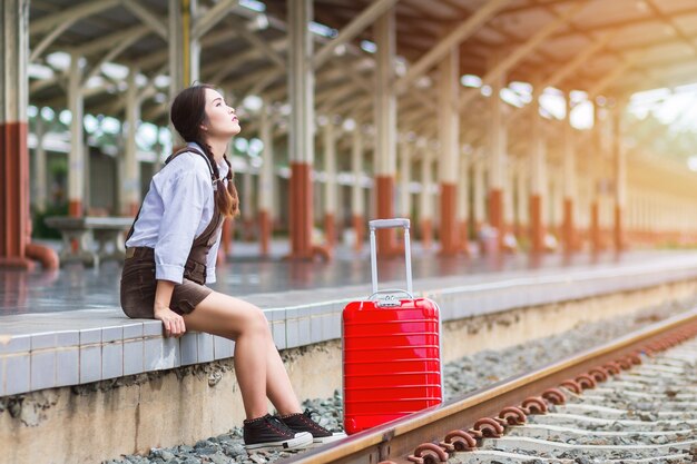 Asian pregnant woman traveler 