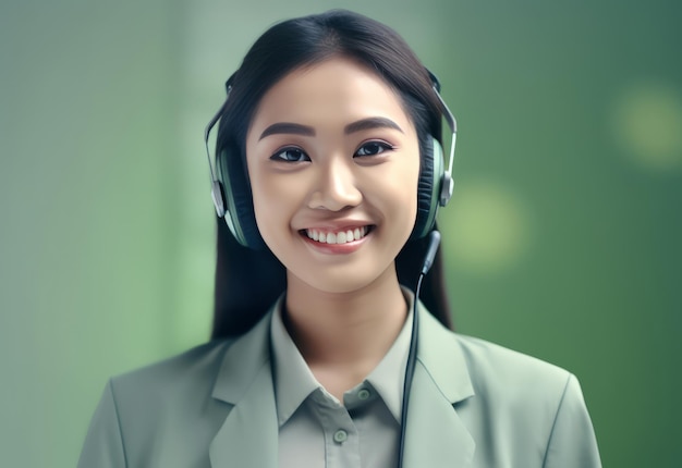 Asian saleswomen on call center