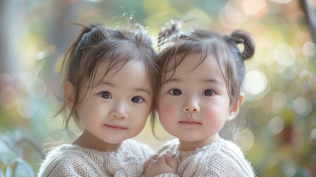 写真 アジアの姉妹は,お互いの仲間を楽しんで,愛で兄弟の日を祝います.