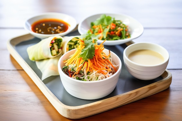 Asian slaw salad rolls rice paper wrap dipping sauces