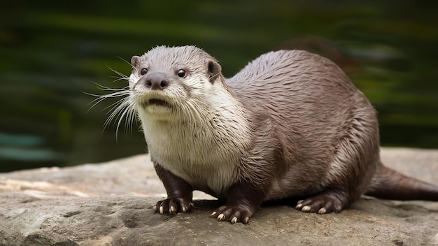 Asian smallclawed otter in the nature habitat