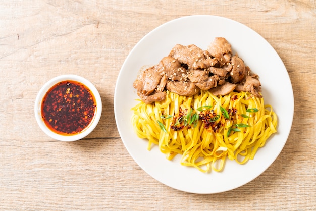 Asian stir-fried noodle with pork