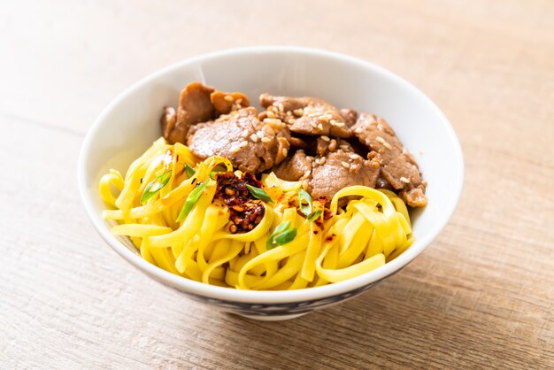 Asian stir-fried noodle with pork