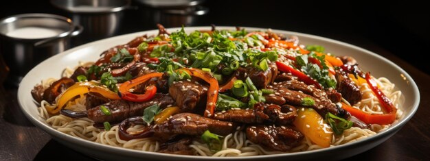 asian stir fried noodles with beef