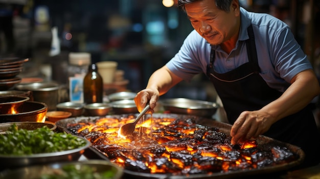 Foto il cibo di strada asiatico: un'avventura culinaria di sapori autentici e diversi