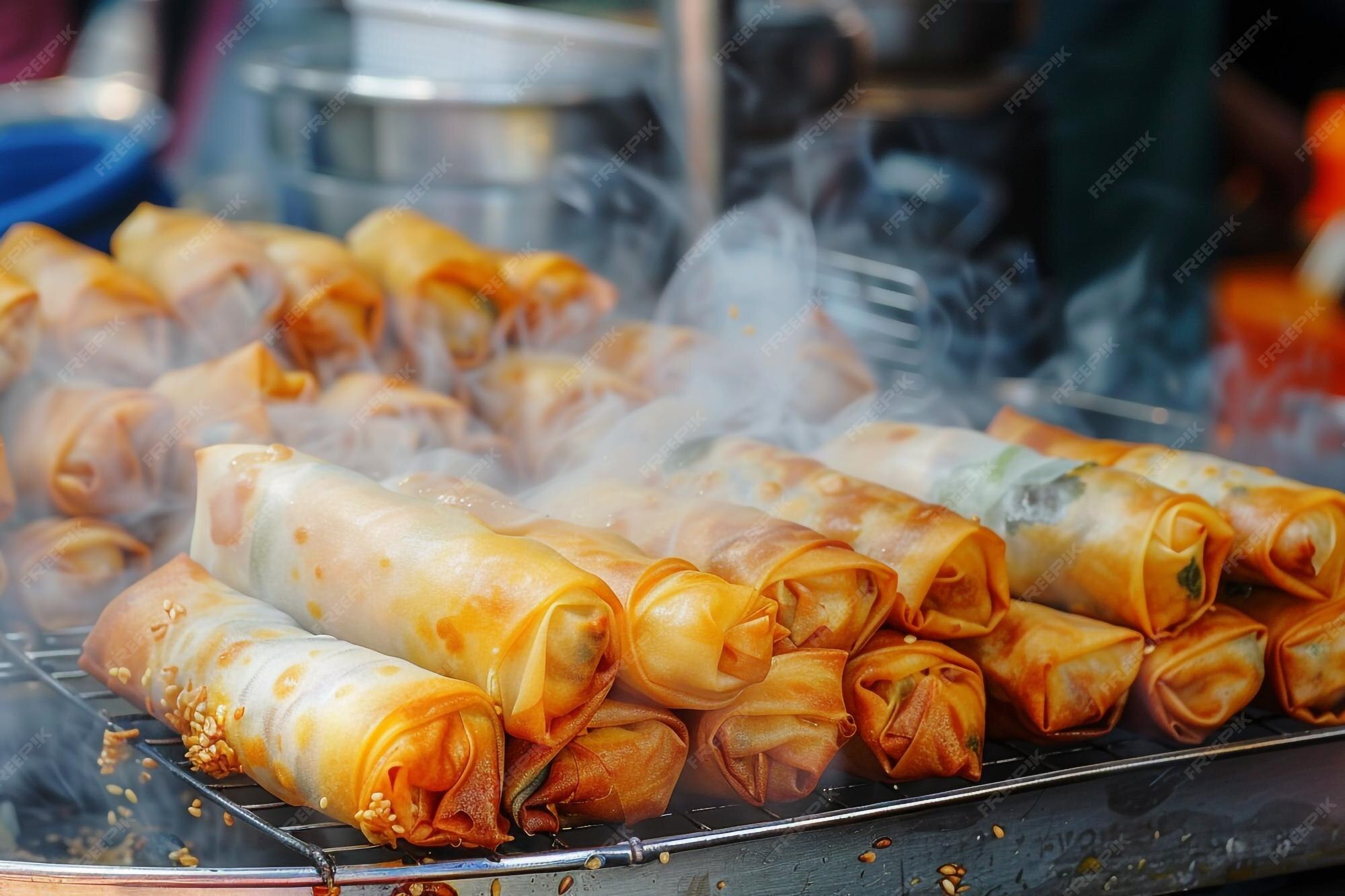 Premium Photo | Asian street food Traditional spring rolls