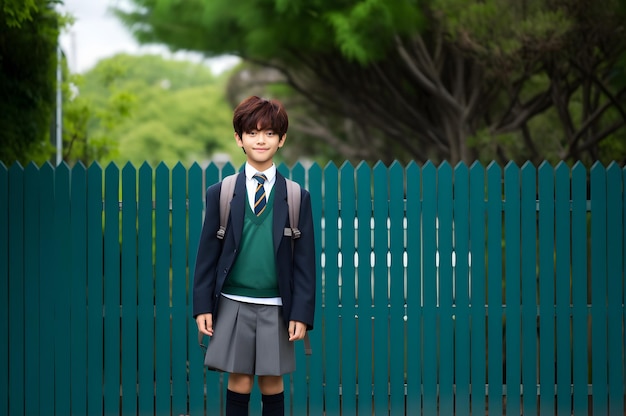 Photo asian student boy with backpack concept of back to school ai generated