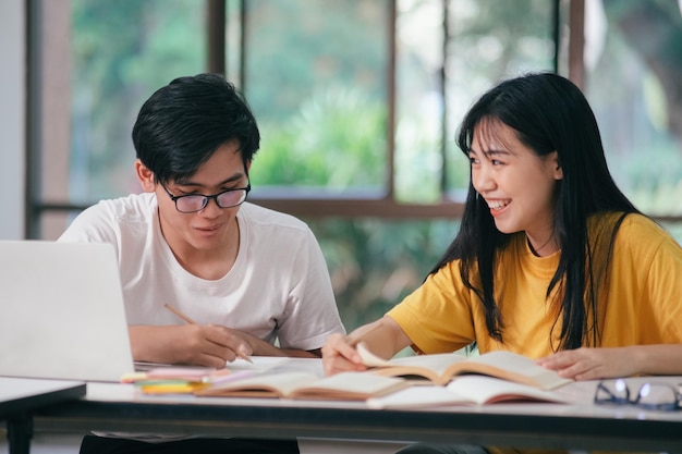 An asian students are reading books and study Tutoring together