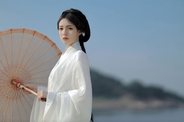 아시아 스타일 중국 Hanfu 섹시한 여자