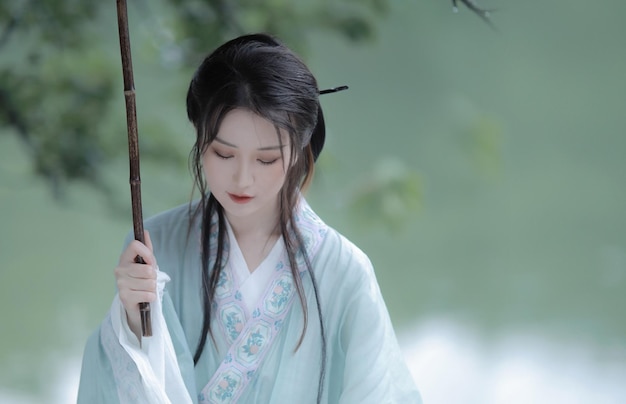 아시아 스타일 중국 Hanfu 섹시한 여자