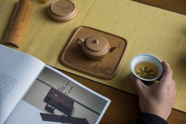 asian tea pot and cup
