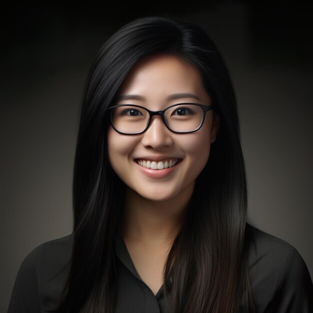Азиатская учительница в очках.