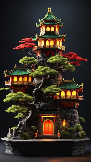 Photo asian temple on mountain