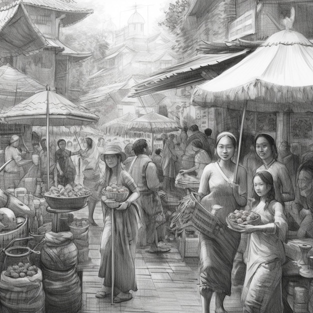 Asian traditional market