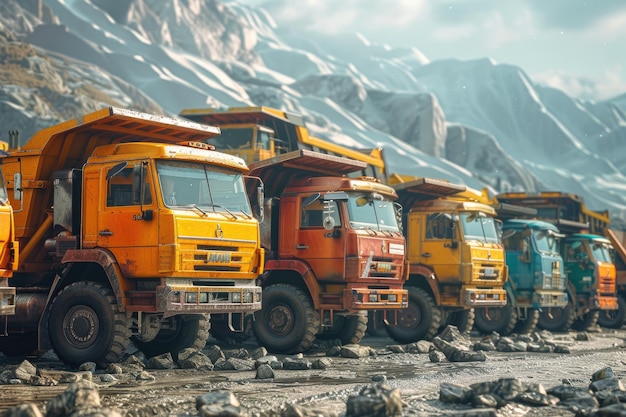 Asian Vehicle fleet with construction machinery of building or mining company