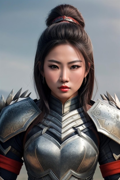 Premium AI Image | asian warrior woman in a body metal armour