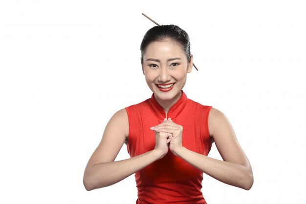 Asian woman in cheongsam dress