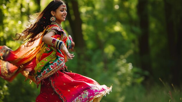 Asian woman in festive outfit