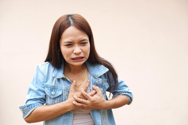 Asian woman has angina from heart disease