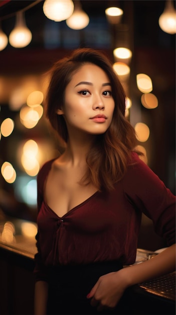 asian woman looking at camera