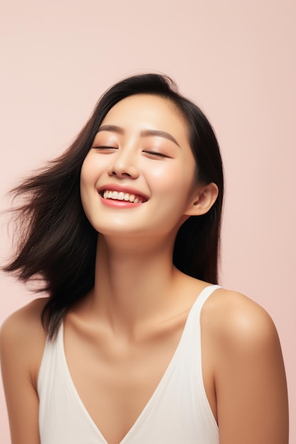 Asian woman model with korean makeup style on face and perfect skin AI Generated