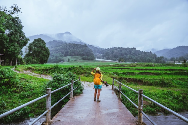 Asian woman in the nature