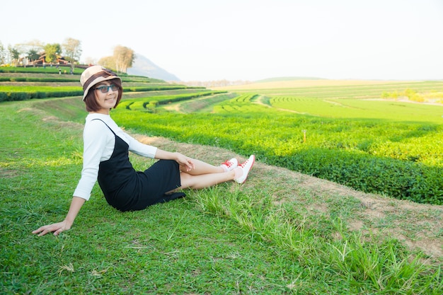 Asian woman relax in holiday.