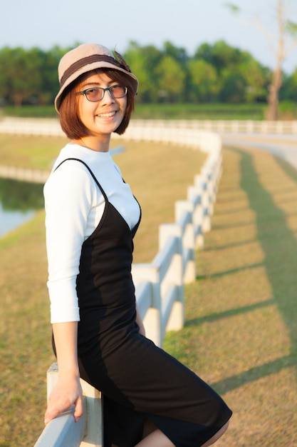 Asian woman relax in holiday.