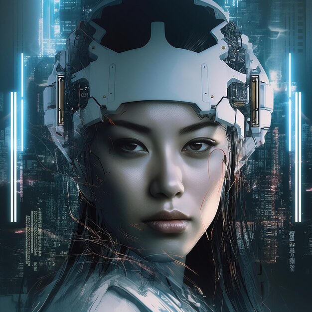 Asian woman robot ai High quality picture for your work Generative Ai Asian woman robot ai