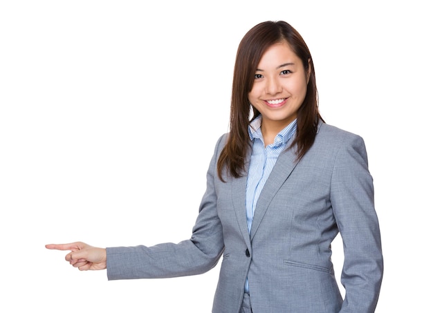 Asian woman show with the chalkboard