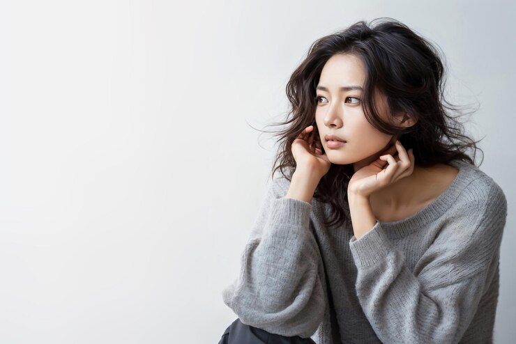 Photo アジアの女性がの毛を管理できない状態で人工知能 (ai) を生成しました