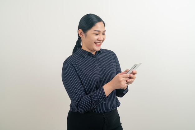 Asian woman using smartphone or mobile phone