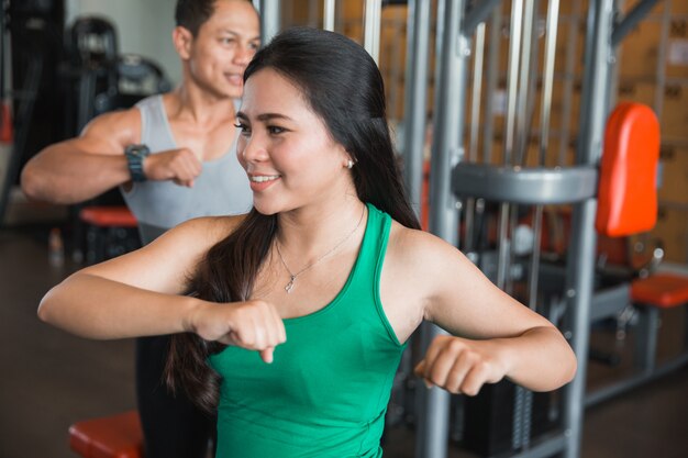 Asian woman warm up for working out