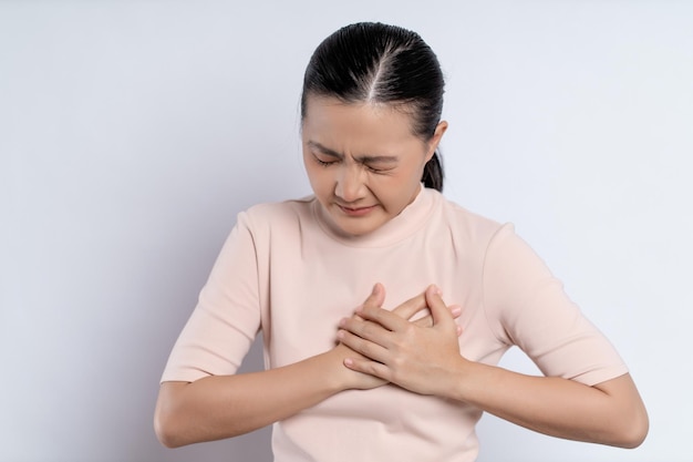 Asian woman was sick with chest pain