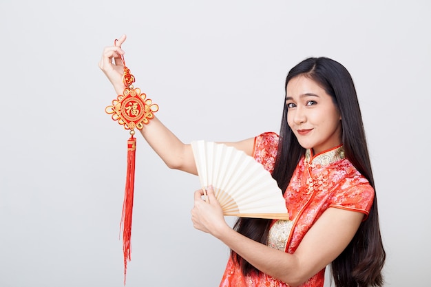 Asian woman wearing cheongsam