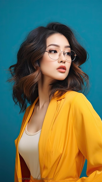안경을 쓴 아시아 여성