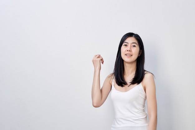 asian woman on white background