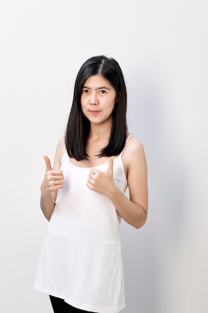 asian woman on white background