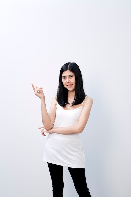 asian woman on white background