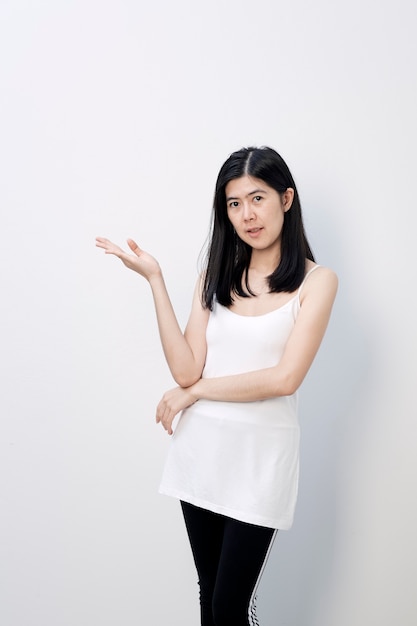 asian woman on white background