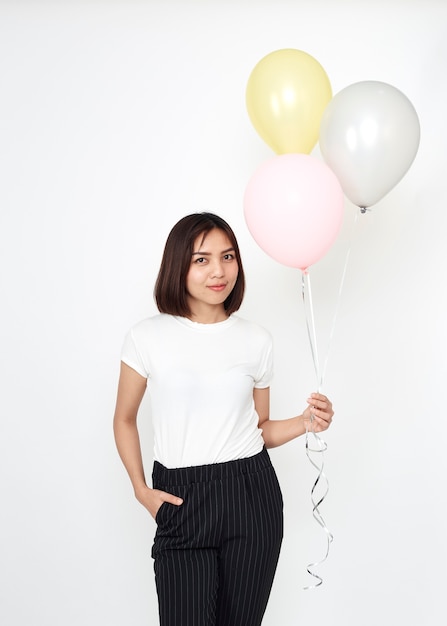 asian woman with air balloons