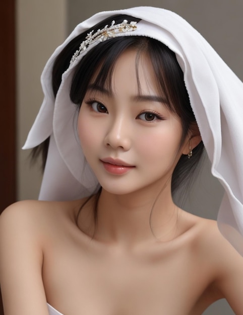 Asian woman with a beautiful face and perfect clean fresh skin cute female model with natural makeup