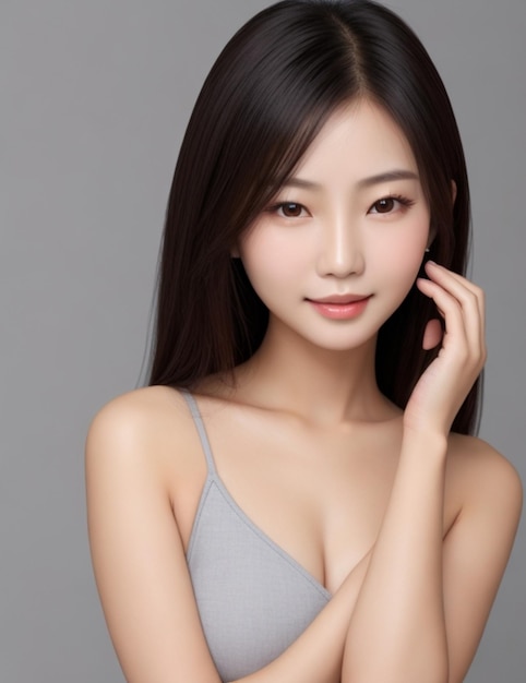 Asian woman with a beautiful face and perfect clean fresh skin